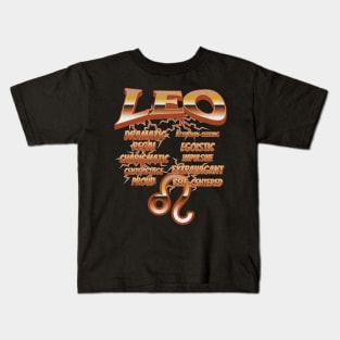 Leo Retro 90s Band Zodiac Birthday Traits Lightning Kids T-Shirt